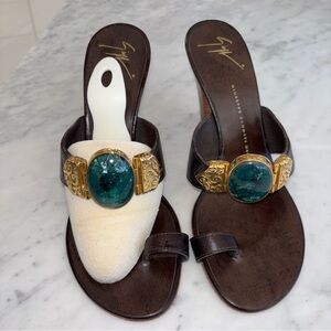 Giuseppe Zanotti Dark Brown and Gold Heels